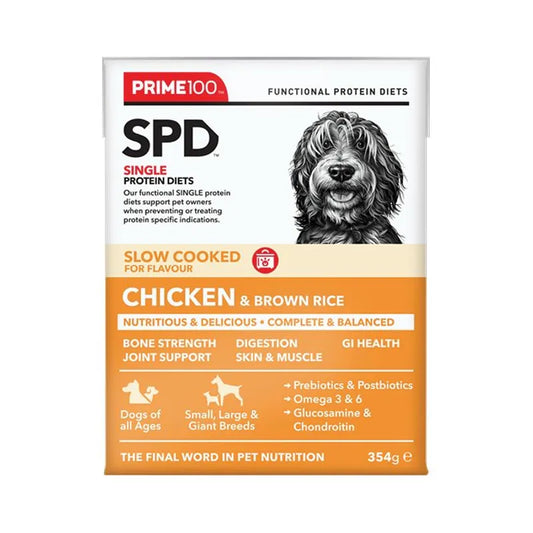Prime SPD Slow Cooked Chicken & Brown Rice 354g 12 Pack