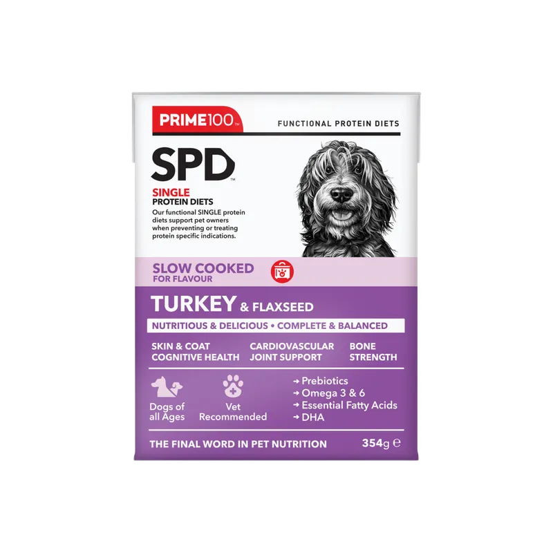 Prime SPD Slow Cooked Turkey & Flaxseed 354g 12 Pack