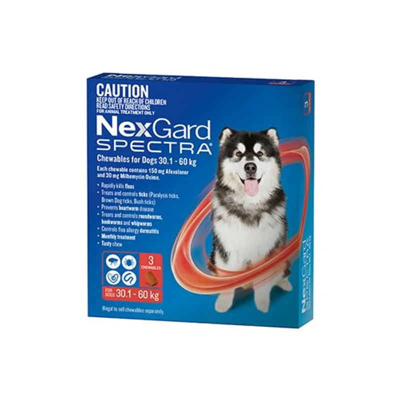 NexGard Spectra for Dogs 30.1 - 60kg Red - 3 Pack