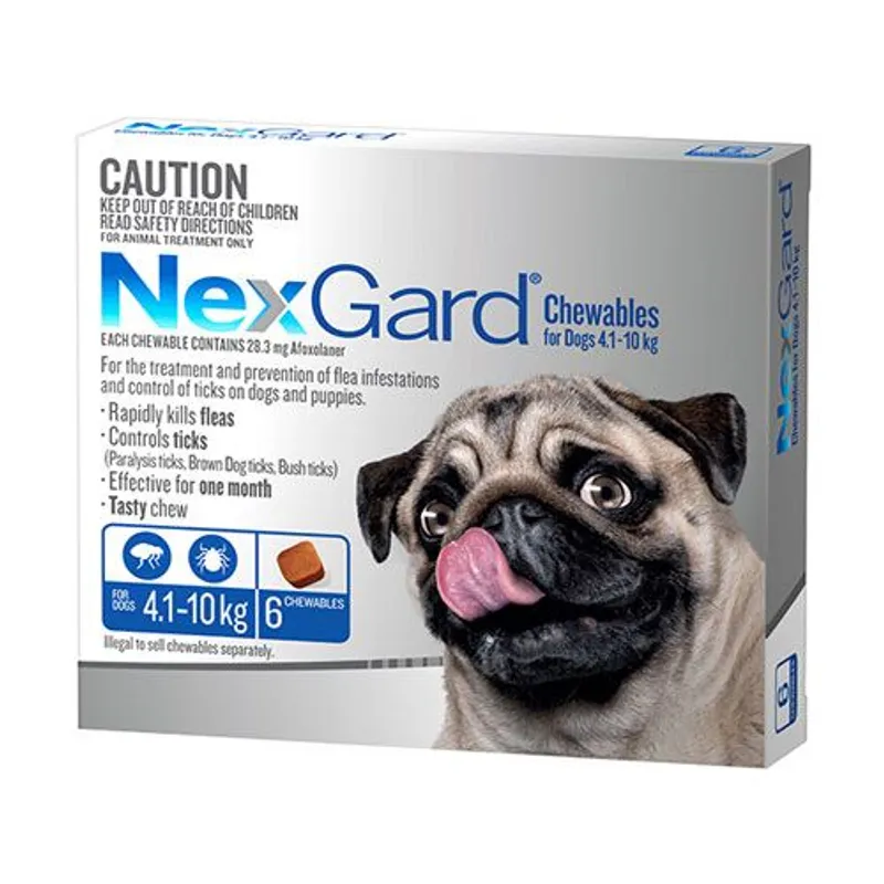 NexGard Chewables for Dogs 4.1-10kg Blue - 6 Pack