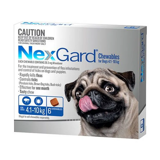 NexGard Chewables for Dogs 4.1-10kg Blue - 6 Pack