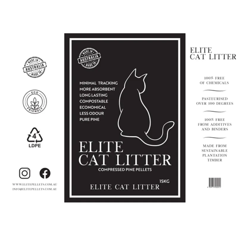 Elite Pelletised Pine Cat Litter - 15kg