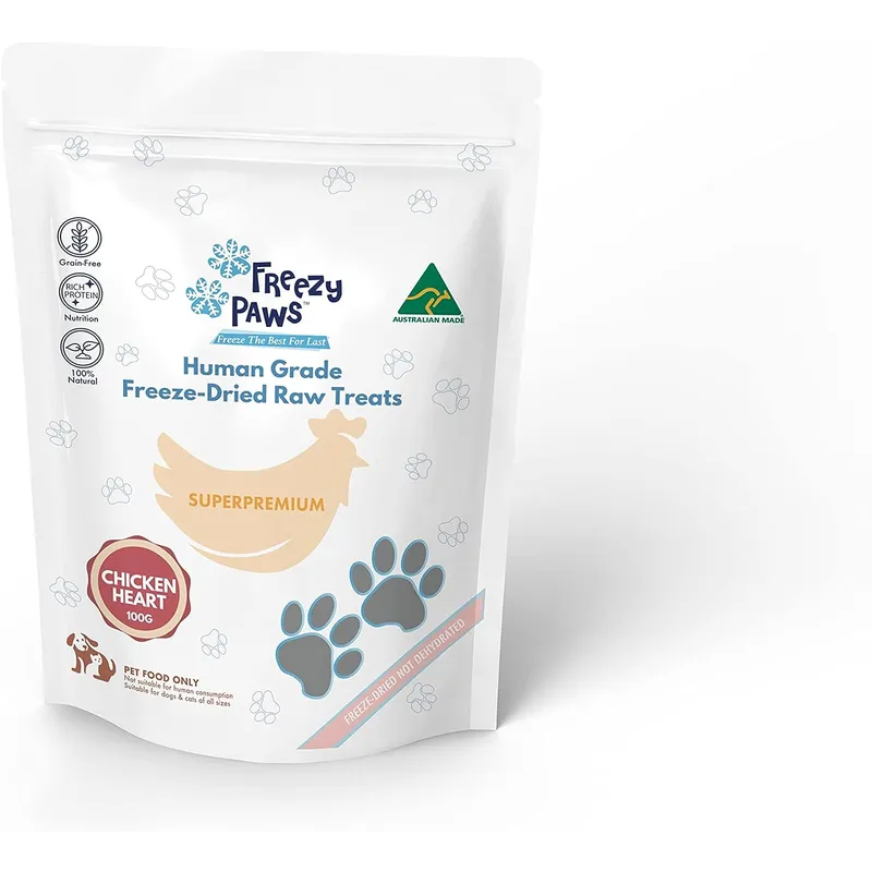 Freezy Paws Freeze-Dried Chicken Heart Treats 100g