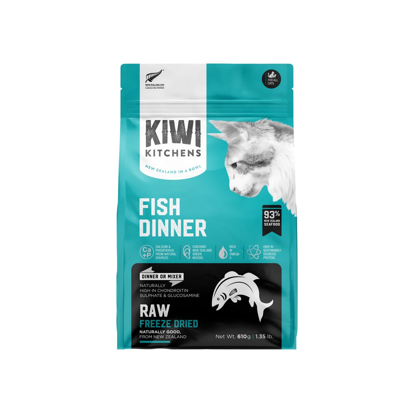 Kiwi Kitchens Freeze-Dried Fish Cat Dinner 610g