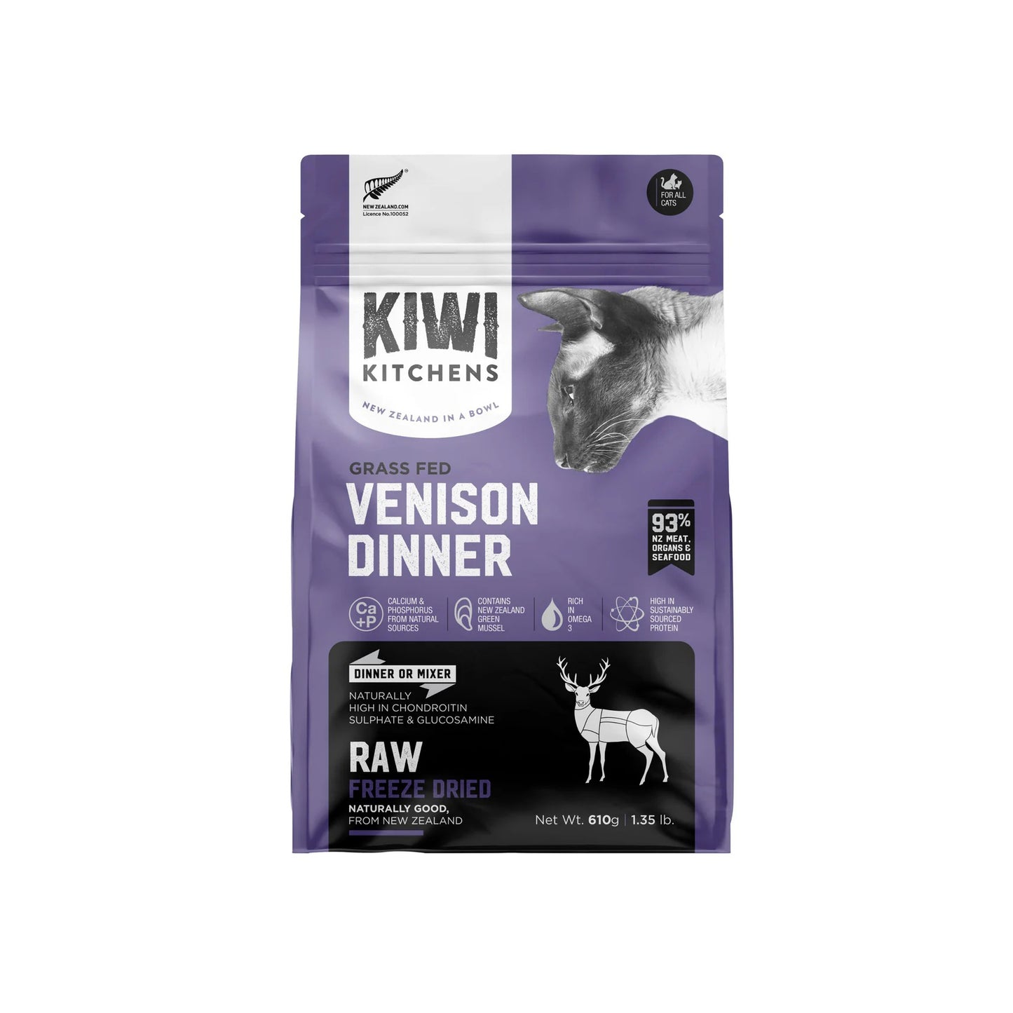 Kiwi Kitchens Freeze-Dried Venison Cat Dinner 610g